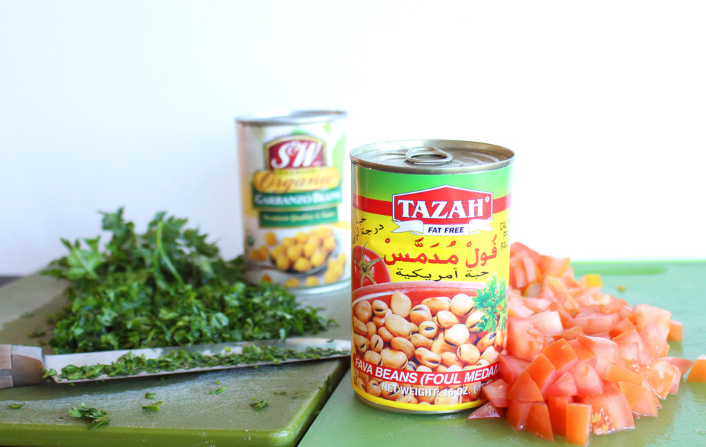 ful medames foul mudammas syrian fava bean chickpeas garbanzo breakfast salad arabic mediterranean vegan vegetarian recipe food blog zenanzaatar