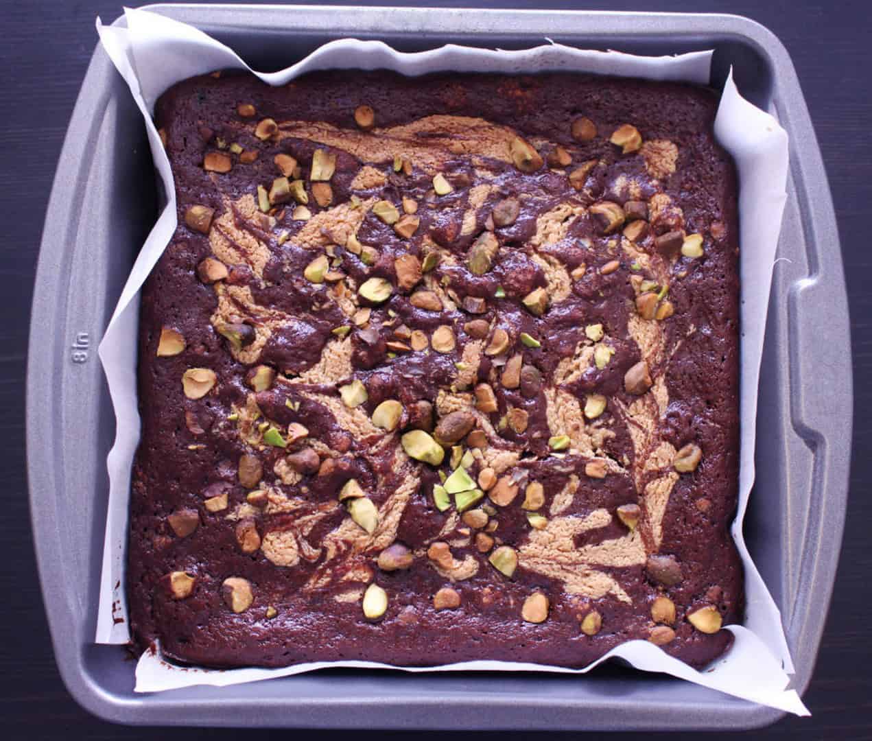 fudgy tahini brownies