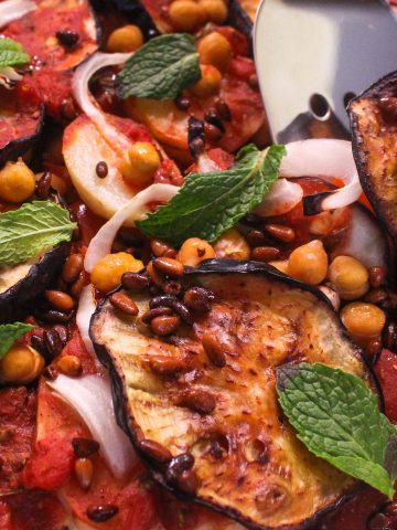 syrian moussaka with eggplant potato and chickpeas