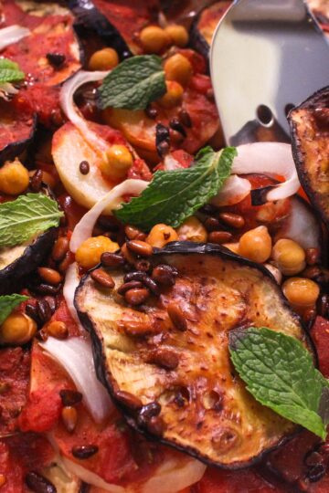 syrian moussaka with eggplant potato and chickpeas