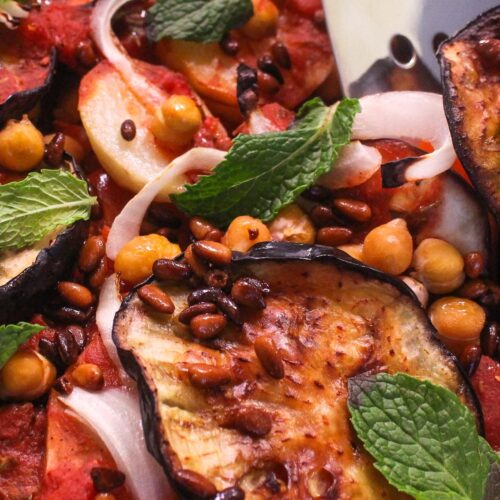 syrian moussaka with eggplant potato and chickpeas