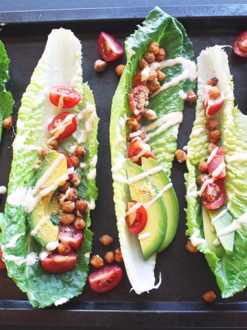 chickpea caesar lettuce wraps boats vegan gluten free avocado salad recipes zena zaatar zenanzaatar food blogger vegetarian