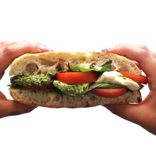 basil pesto caprese sandwich panini mozzarella vegan recipe food blog zenanzaatar zena zaatar