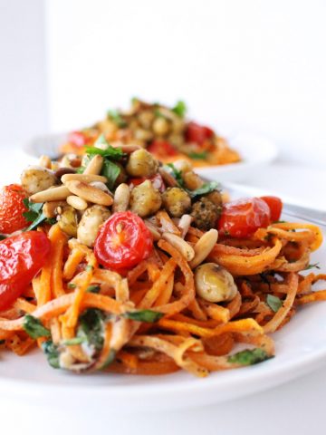 sweet potato noodles zaatar chickpeas tahini mediterranean vegan gluten free vegetarian food blog zenanzaatae