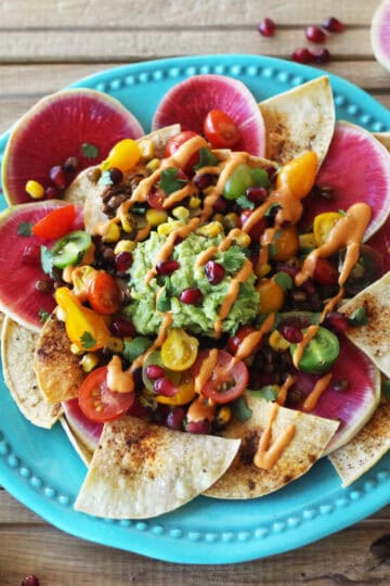 rainbow lentil nachos vegan vegetarian gluten free food blog recipe zenanzaatar chipotle cashew queso tortilla chips