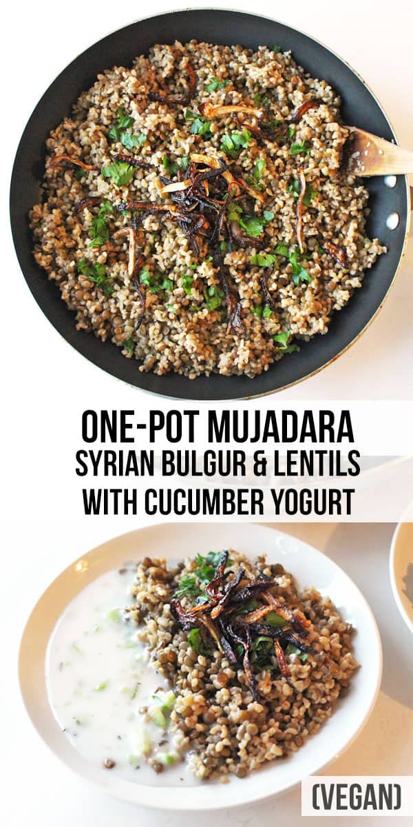 One-Pot Mujadara (Syrian Bulgur And Lentils) With Cucumber Mint Yogurt ( Vegan) - Zen And Zaatar