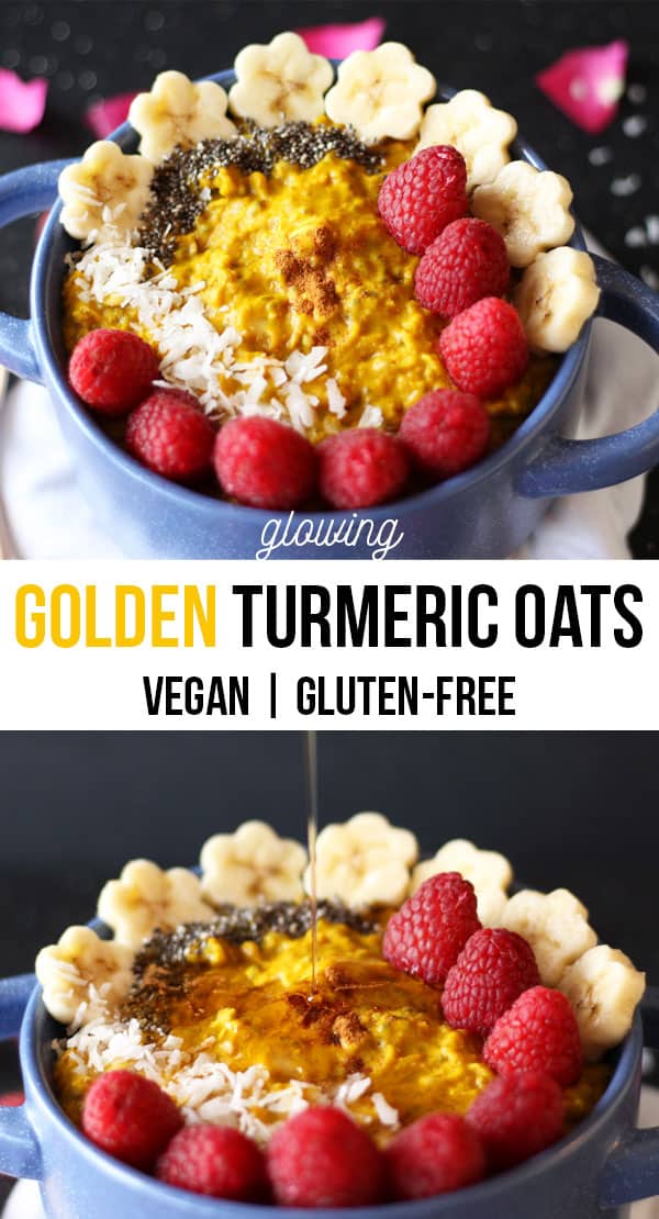 Click to make this healing golden turmeric oatmeal. Vegan and gluten-free, this is the perfect breakfast to start your day, thanks to turmeric's antioxidant, anti-inflammatory, and mood-boosting health benefits.