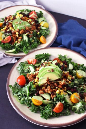 tempeh kale taco salad mexican vegan vegetarian gluten free avocado food blog zenanzaatar