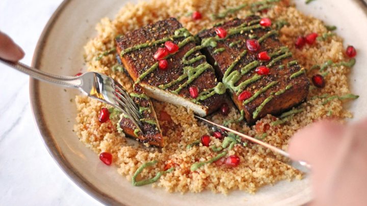 Zaatar Crusted Tofu Steak With Green Tahini Vegan Zen And Zaatar