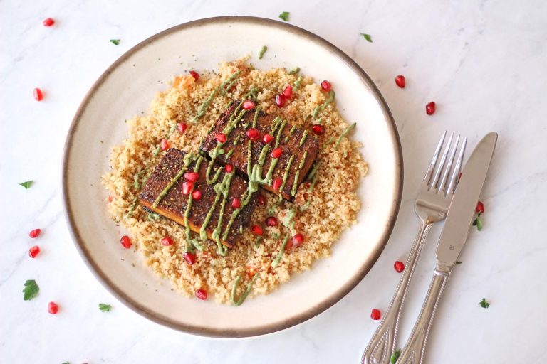 Zaatar Crusted Tofu Steak With Green Tahini Vegan Zen And Zaatar