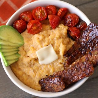 vegan grits recipe creamy cheese broiled tomato tempeh bacon southern zenandzaatar food blog