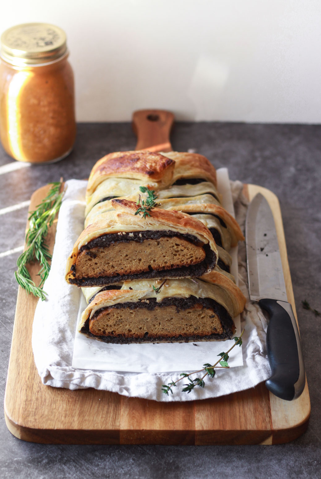 This vegan seitan wellington makes a stunning centerpiece for your holiday dinner table.