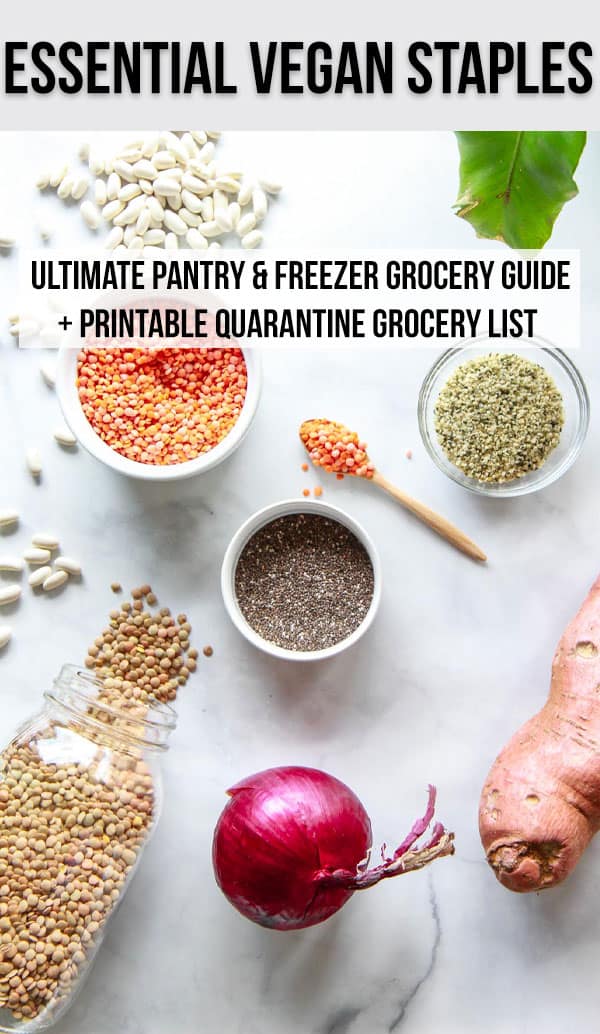 essential vegan pantry freezer staples printable quarantine grocery