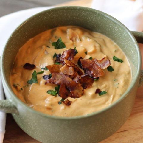 Vegan Cheddar Dip with Coconut Bacon and Kale