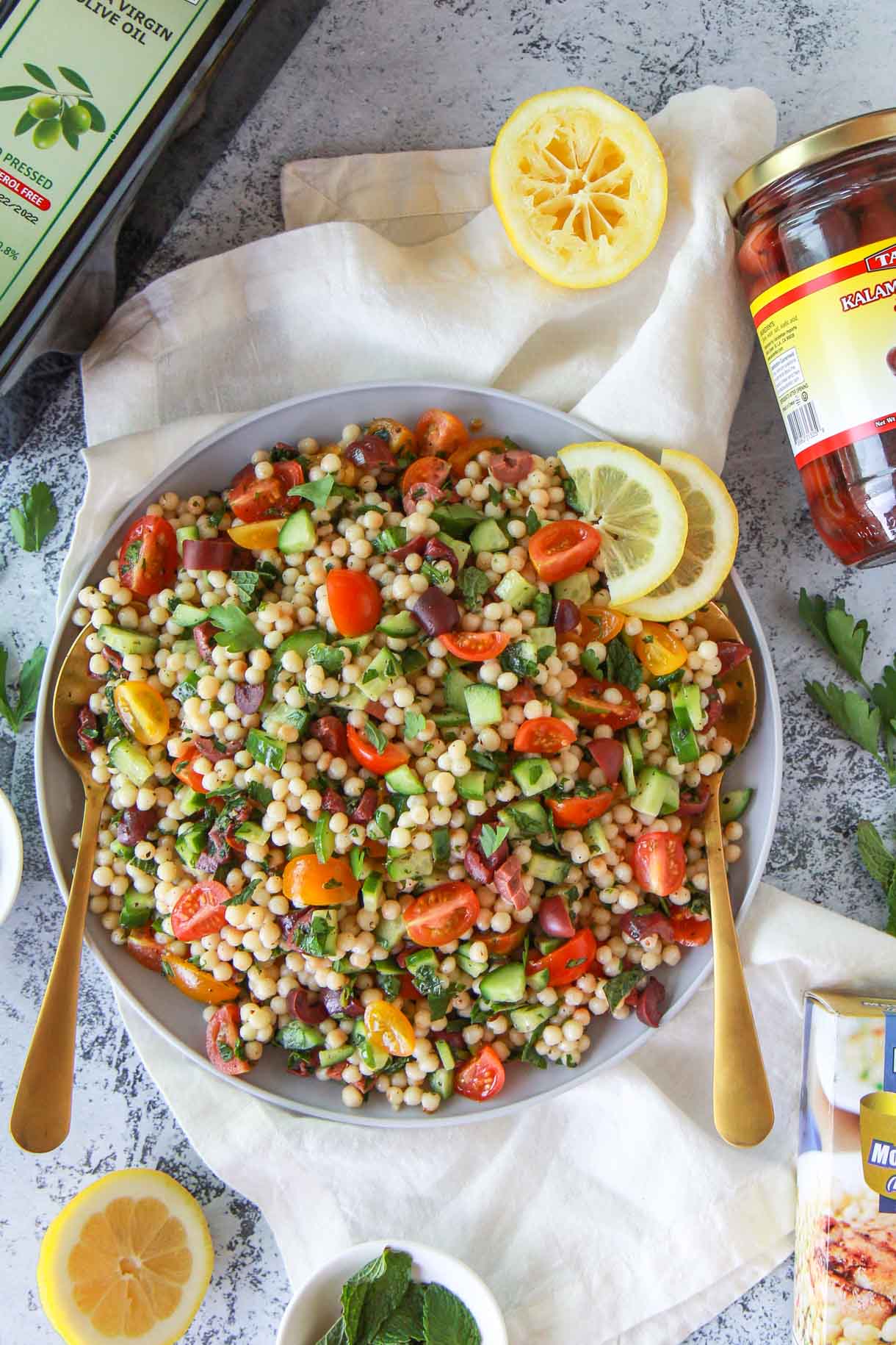 Mediterranean Pearl Couscous Salad (Vegan) - Zen and Zaatar