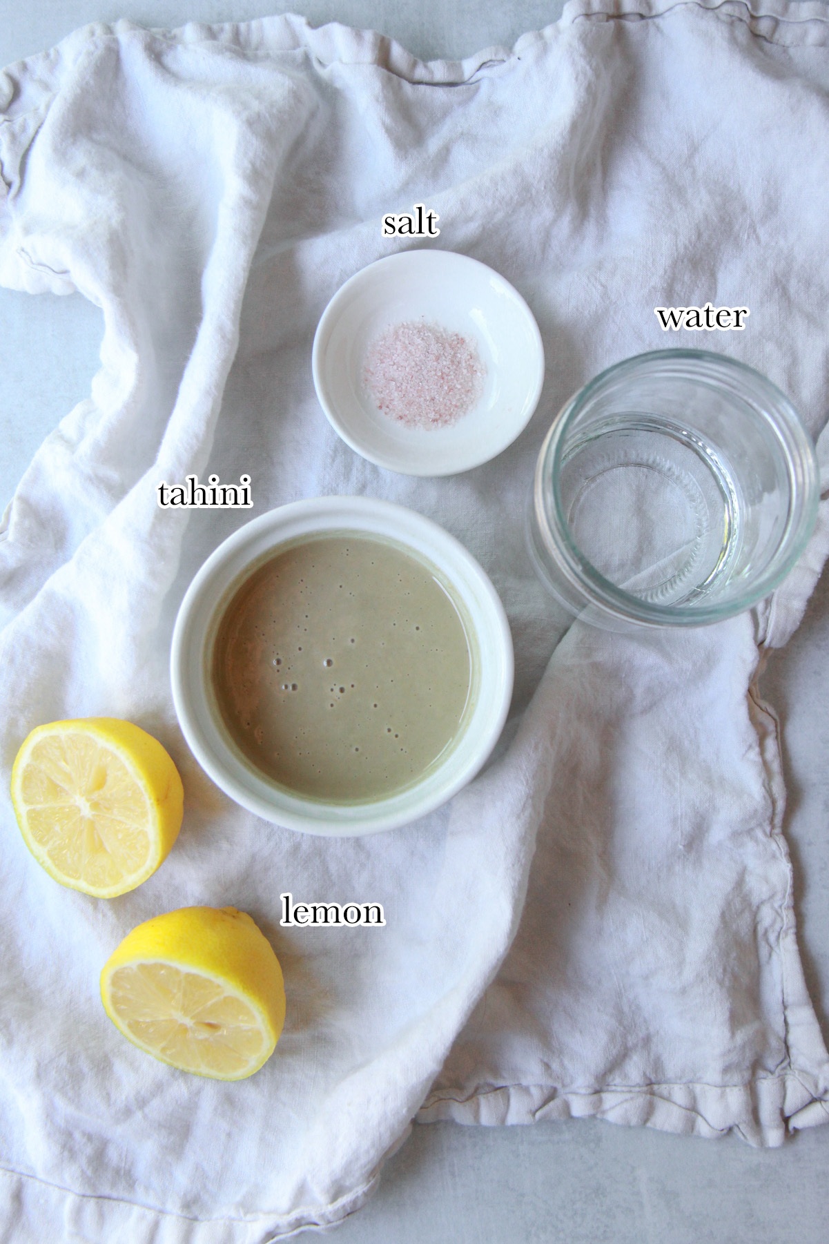 Image featuring the tahini sauce ingredients.