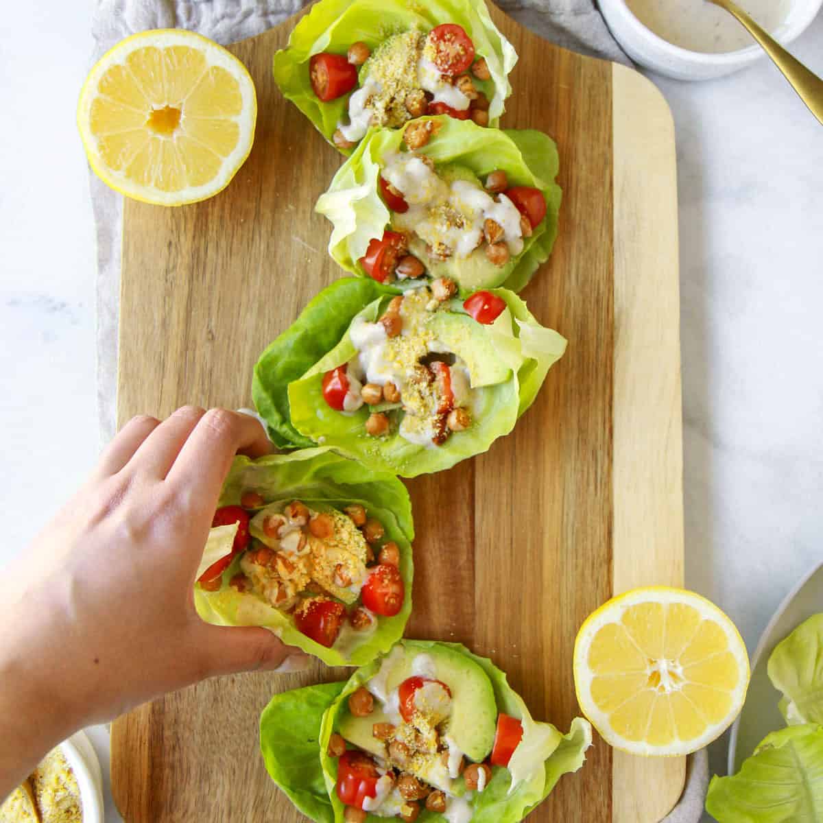 Vegan Caesar Wraps with Crispy Chickpeas (Gluten-Free)