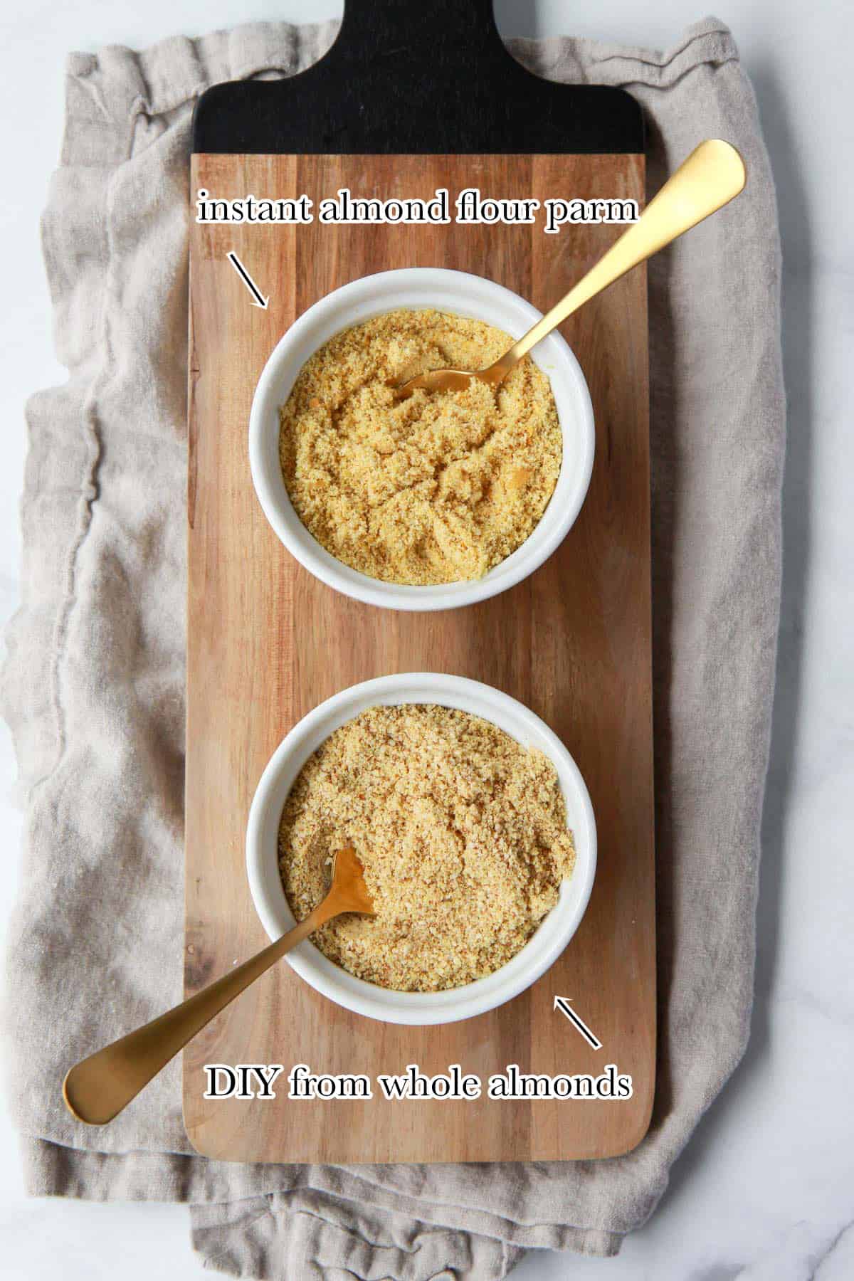 Comparison of almond flour parmesan and DIY version from whole almonds.