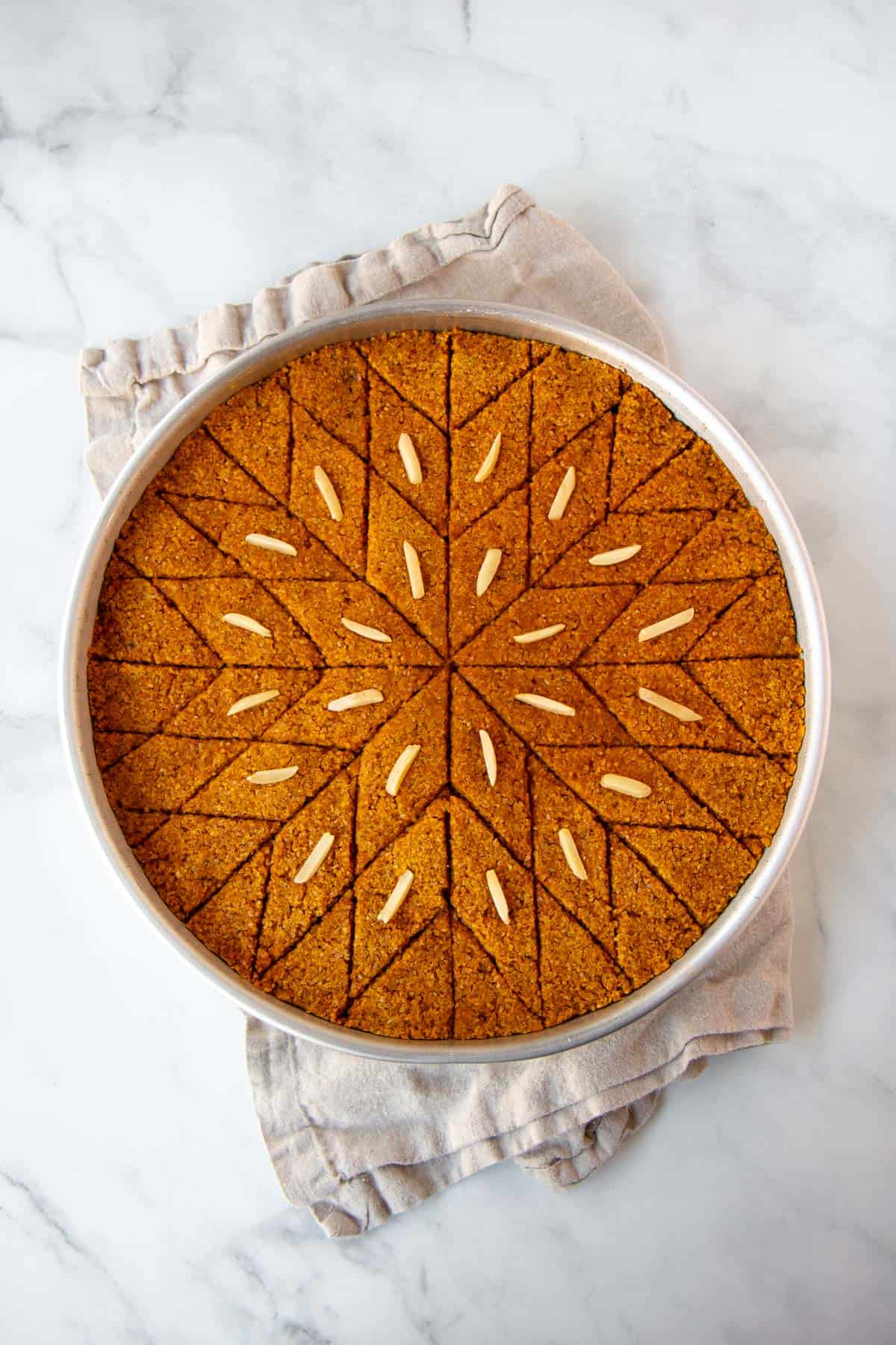 Flatlay image of baked pumpkin kibbeh.